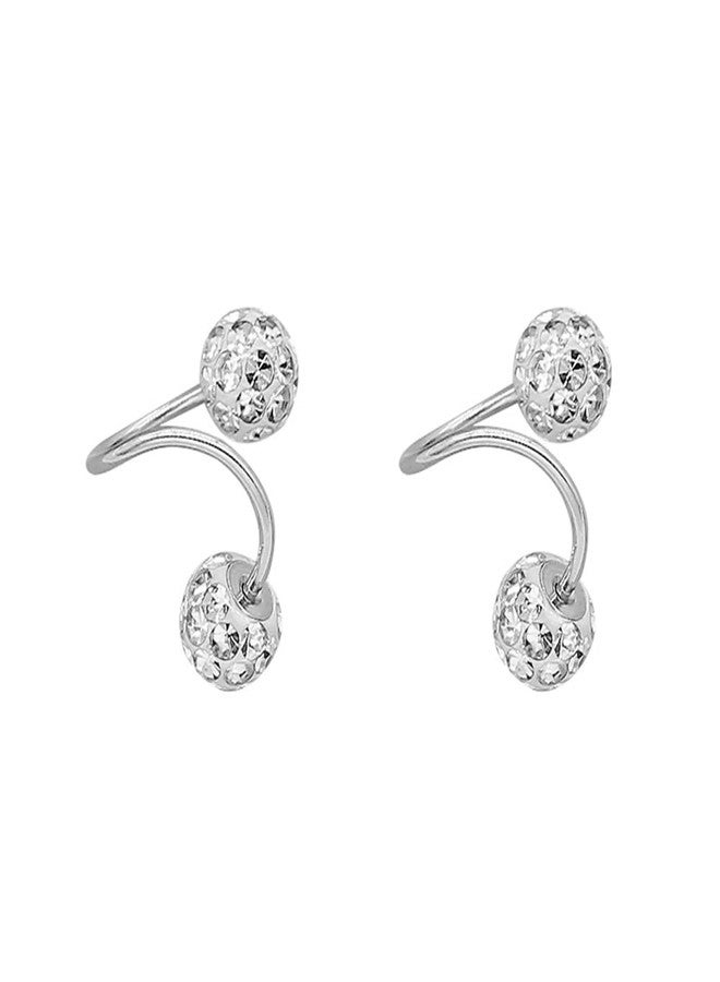 Izpack Full of Crystal Ball Cuffs Twist Climber Earrings Hypoallergenic 925 Sterling Silver for Women Cubic Zirconia Cartilage Pierced Crawler Wrap Huggie Studs Helix Earring Shamballa Inspired Fashion Jewelry Birthday Gifts - Image 1